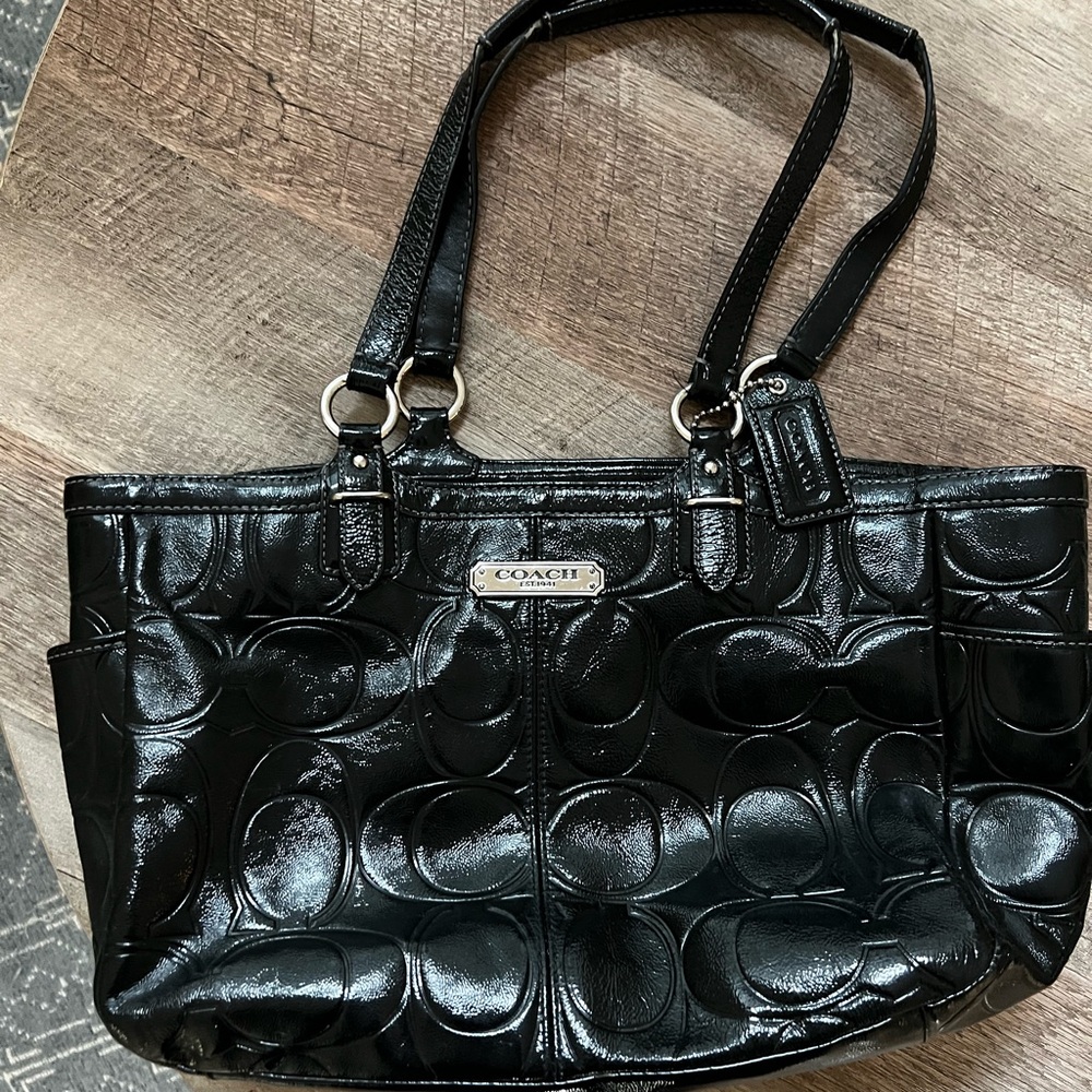 Coach Black Shoulder Bag with Embossed Leather